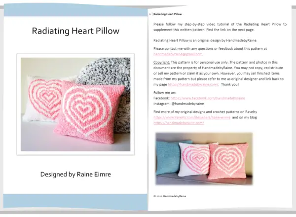 radiating heart pillow pdf crochet pattern
