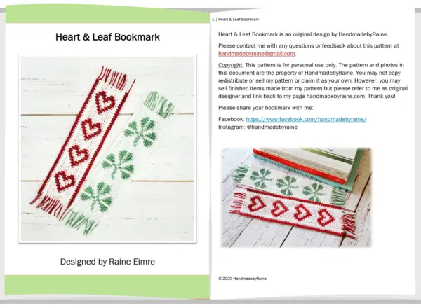 heart and leaf bookmark pdf crochet pattern