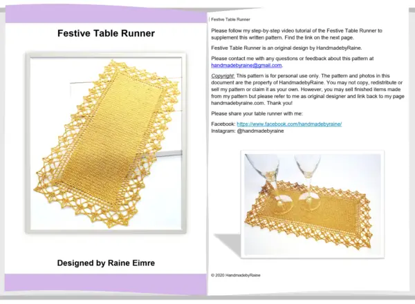 festive table runner pdf crochet pattern