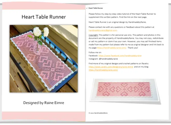 heart table runner pdf crochet pattern