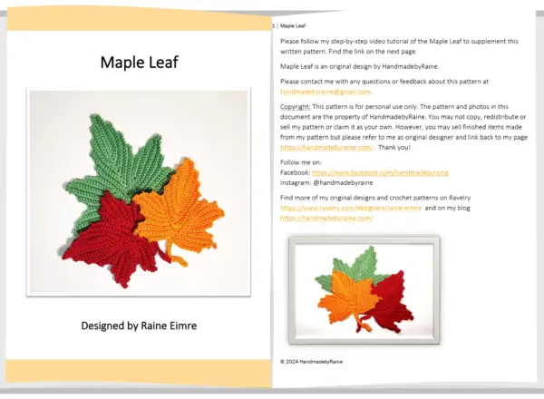 maple leaf pdf pattern